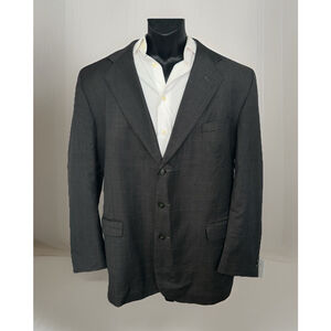 Oleg Cassini Charcoal 48L Graph Checked Three Button Blazer Jacket No Size Tag
